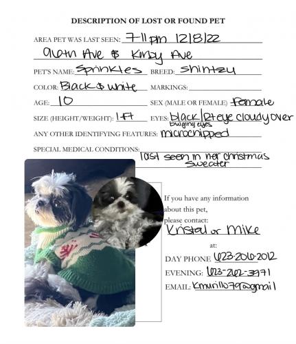 Lost Female Dog last seen ShihTzu in Tolleson in country place neighborhood on Kirby Ave last seen last night , Tolleson, AZ 85353