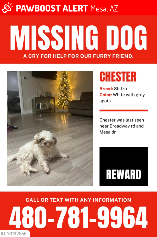 Deceased Male Dog last seen mesa dr $ broadway, Mesa, AZ 85210