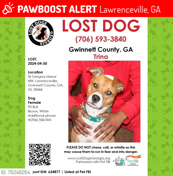 Lost Female Dog last seen Bethesda Road , Lawrenceville, GA 30044