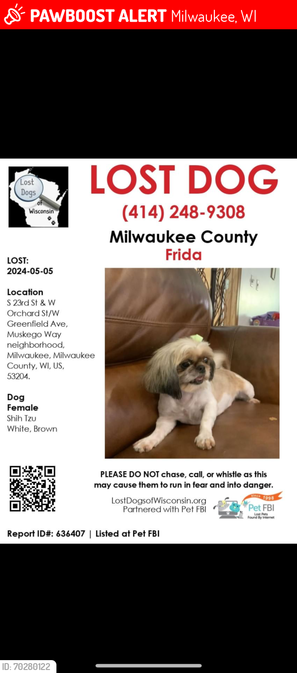 Lost Female Dog last seen 23rd greenfield , Milwaukee, WI 53204