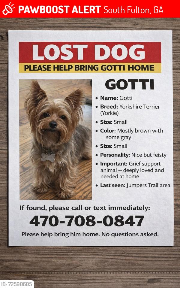 Lost Male Dog last seen Jumpers Trail & Estonian , South Fulton, GA 30213
