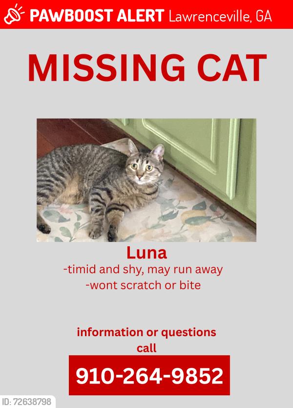 Lost Female Cat last seen Near Nottingham Dr. Lawrenceville GA 30046, Lawrenceville, GA 30046