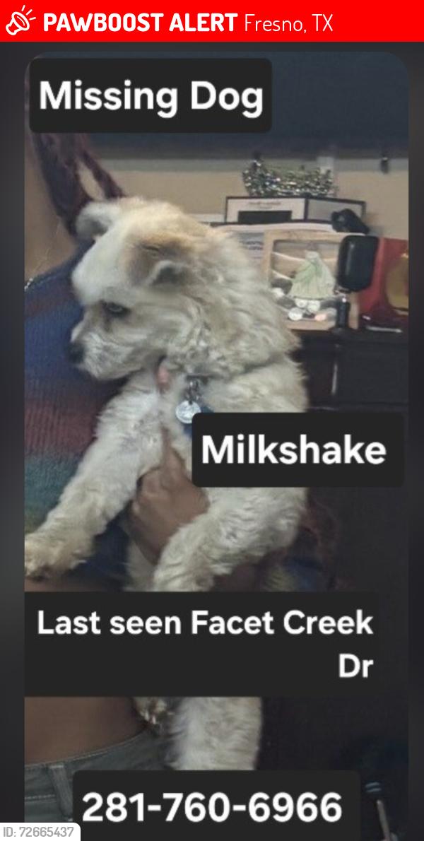 Lost Female Dog last seen Ever Hart dr , Fresno, TX 77545