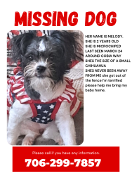 Lost Female Dog last seen Cobia Way/ Boyles Mill Rd , Dalton, GA 30721