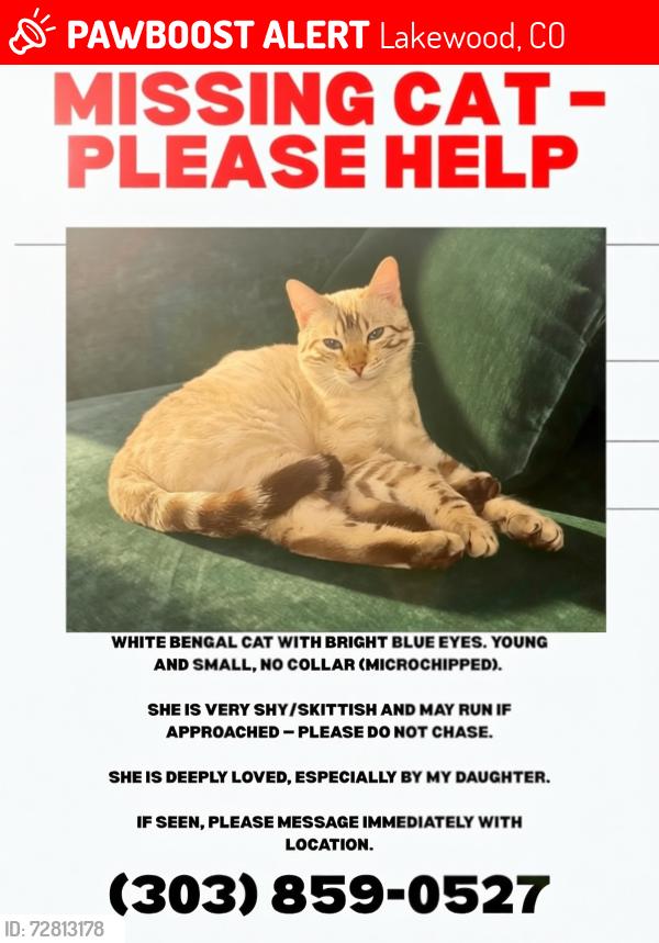 Lost Female Bird last seen Alameda and teller, Lakewood, CO 80226