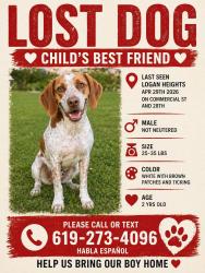 Lost Male Dog last seen 28th and commercial st, San Diego, CA 92113