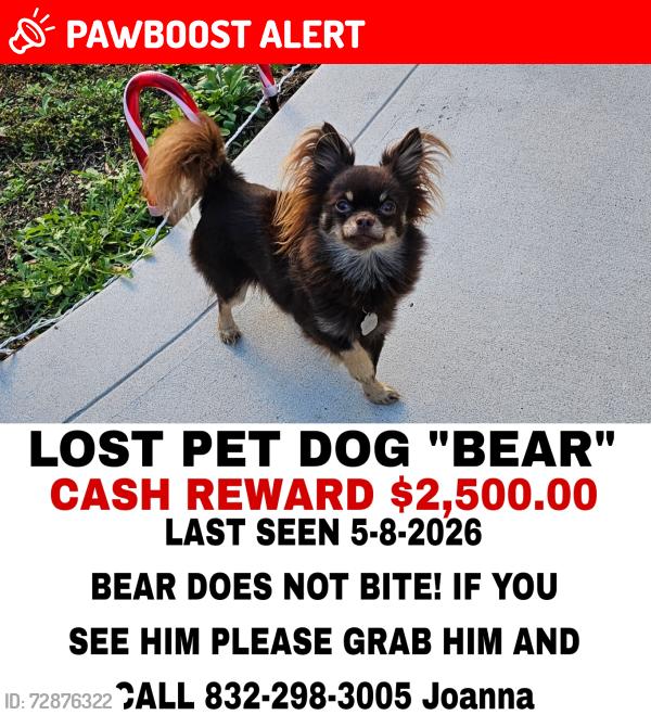 Lost Male Dog last seen Heritage Ranch Road, Montgomery County, TX 77303