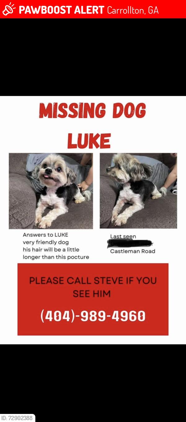 Lost Male Dog last seen Near Castleman rd Carrollton ga 30116, Carrollton, GA 30116