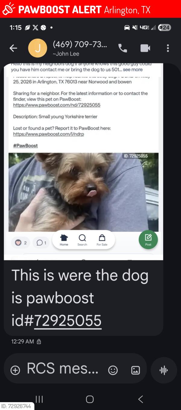 Lost Male Dog last seen Norewood, Arlington, TX 76013