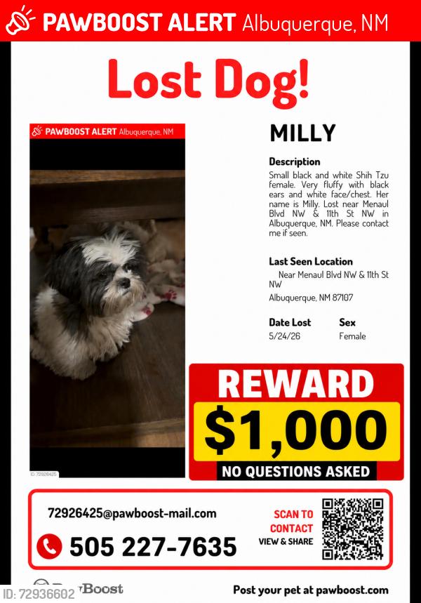 Lost Female Dog last seen 11st nw Albuquerque , Albuquerque, NM 87104
