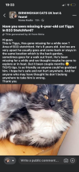 Lost Male Cat last seen Neachley grove , West Midlands, England B33