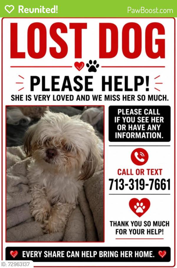 Reunited Female Dog last seen Near garden oak ct, Lawrenceville, GA 30043