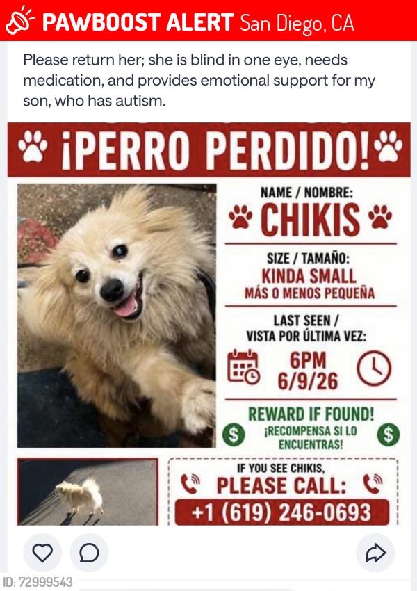 Lost Female Dog last seen Near 54th Street , San Diego, CA 92114
