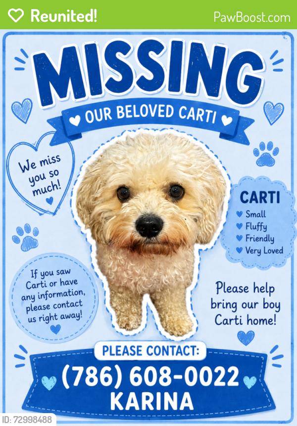 Reunited Male Dog last seen Near W 5th way, Hialeah, FL 33010