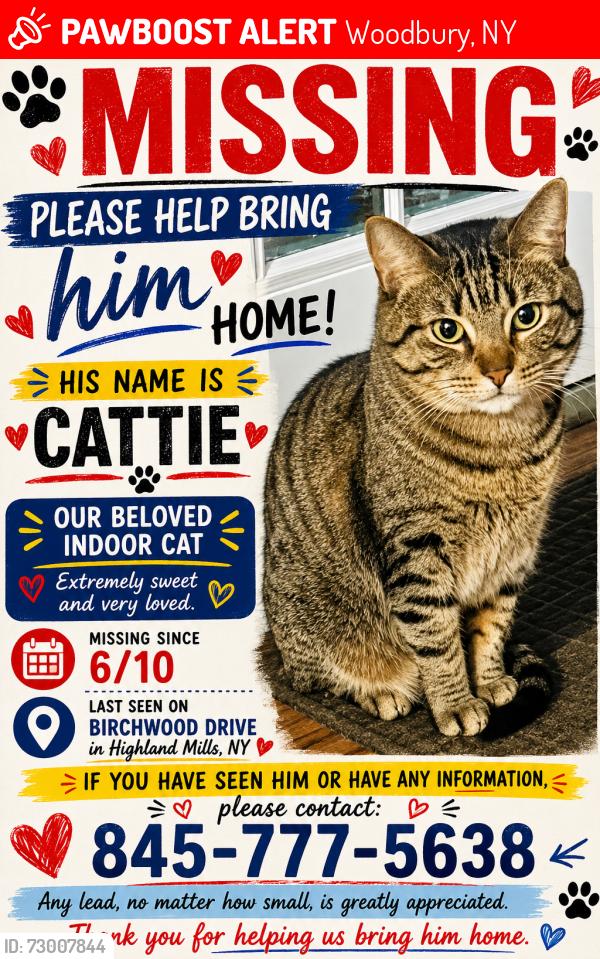 Lost Male Cat last seen Skyline Dr, Woodbury, NY 10930