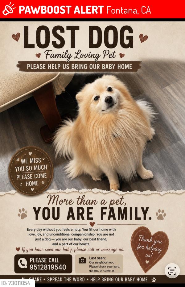 Lost Male Dog last seen Tamarind and Alder, Fontana, CA 92335