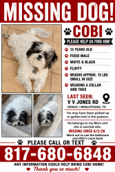 Lost Male Dog last seen Forbes Rd/V V Jones Rd, Venus, TX 76084
