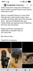 Lost Female Dog last seen Mailman road, Knightdale, NC 27545