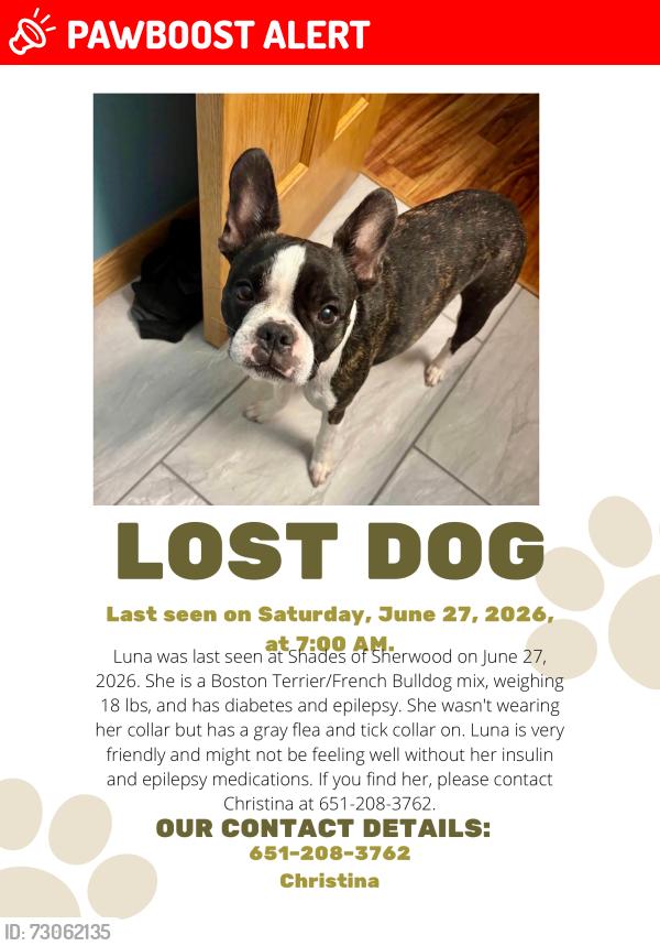 Lost Female Dog last seen Sherwood Trail- Shades of Sherwood, Minneola Township, MN 55992