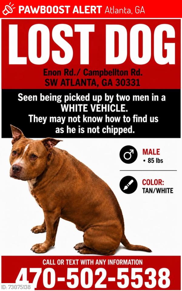 Lost Male Dog last seen Enon Rd and Campbellton Rd., Atlanta, GA 30331