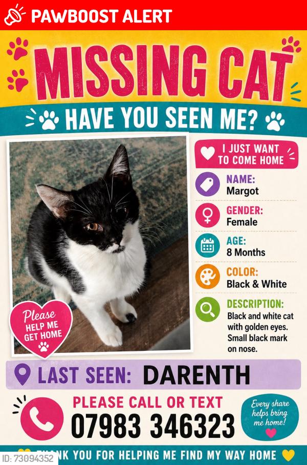 Lost Female Cat last seen Darenth Hill, Lane End, England DA2 7HR