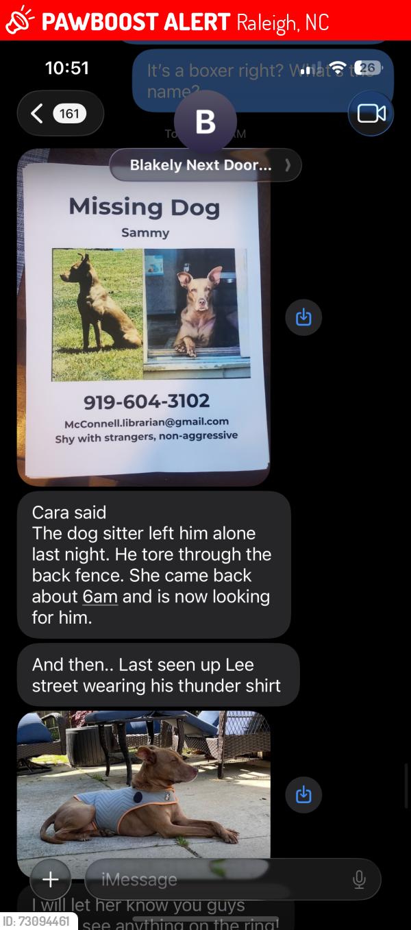 Lost Male Dog last seen Lee St, Martin Luther King St, Person, Raleigh, NC 27601