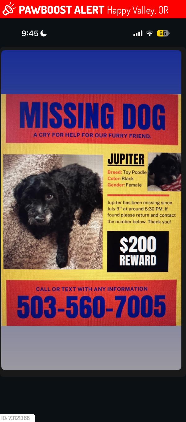 Lost Female Dog last seen Se Lyon st, Happy Valley, OR 97086
