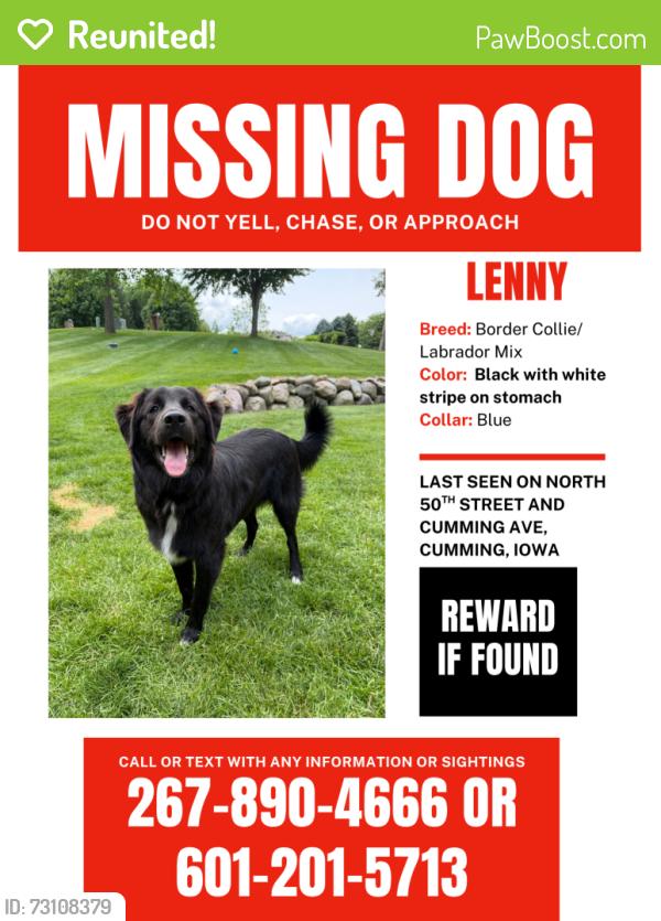 Reunited Male Dog last seen Se 25th st, West Des Moines, IA 50061