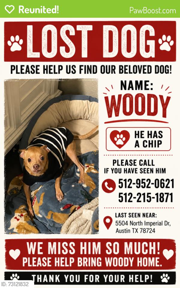 Reunited Male Dog last seen Imperial drive, Austin, TX 78724