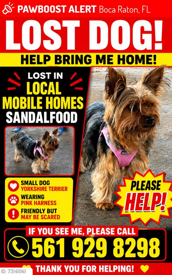Lost Female Dog last seen Near N Branch Rd, Boca Raton, FL 33428