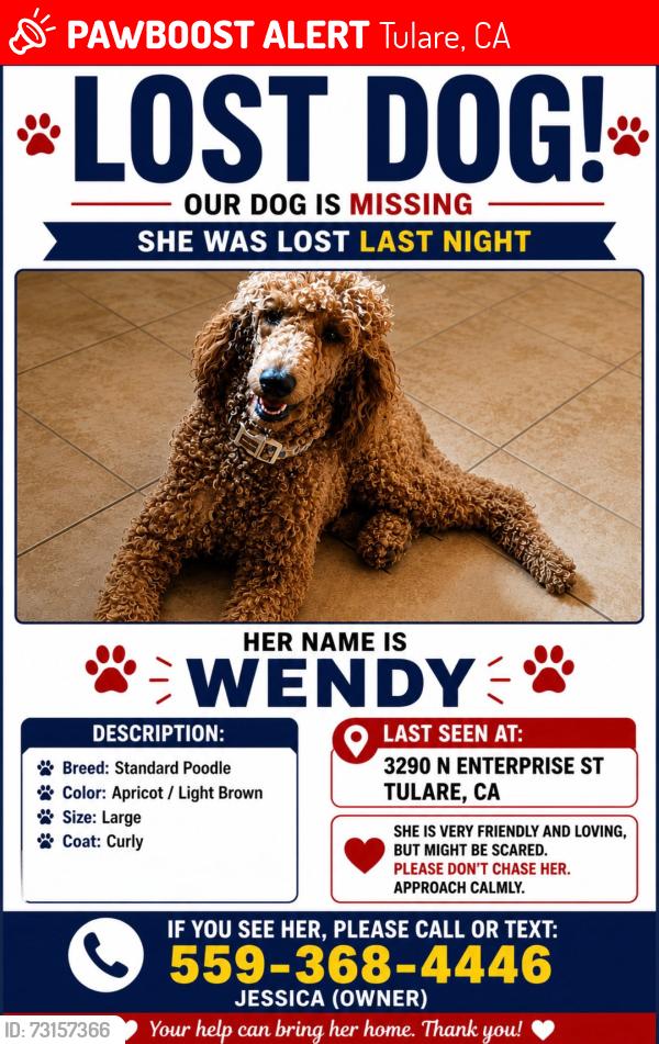 Lost Female Dog last seen Enterprise, cartmill and oakdale, Tulare, CA 93274