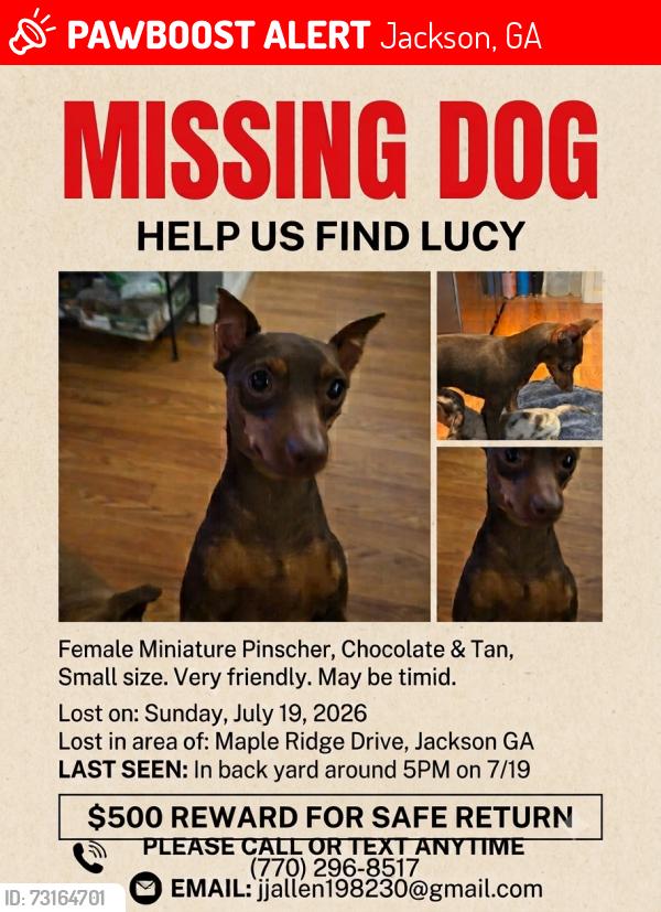 Lost Female Dog last seen Stark, Jackson, GA 30233