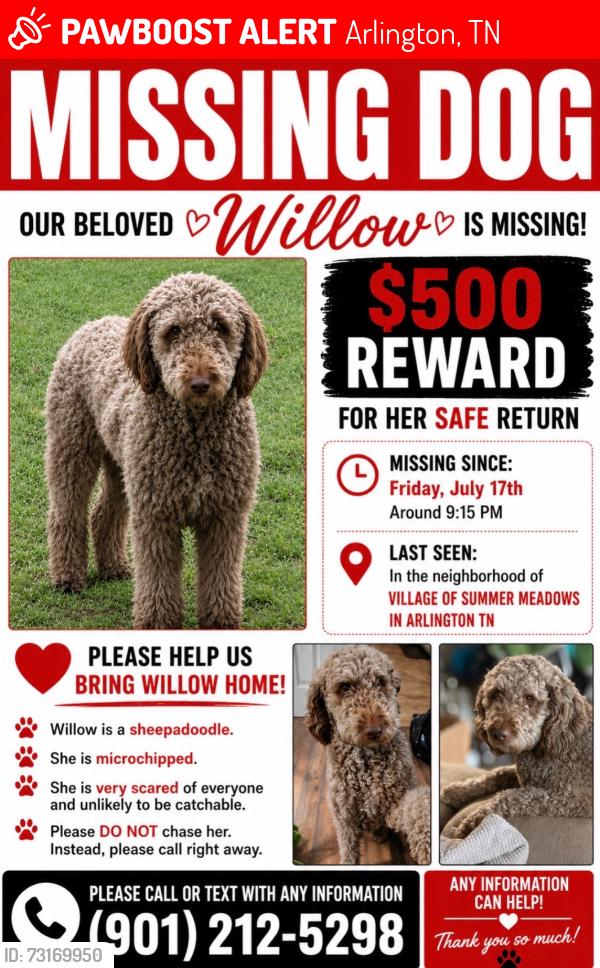 Lost Female Dog last seen Underwood and Brayton, Arlington, TN 38002