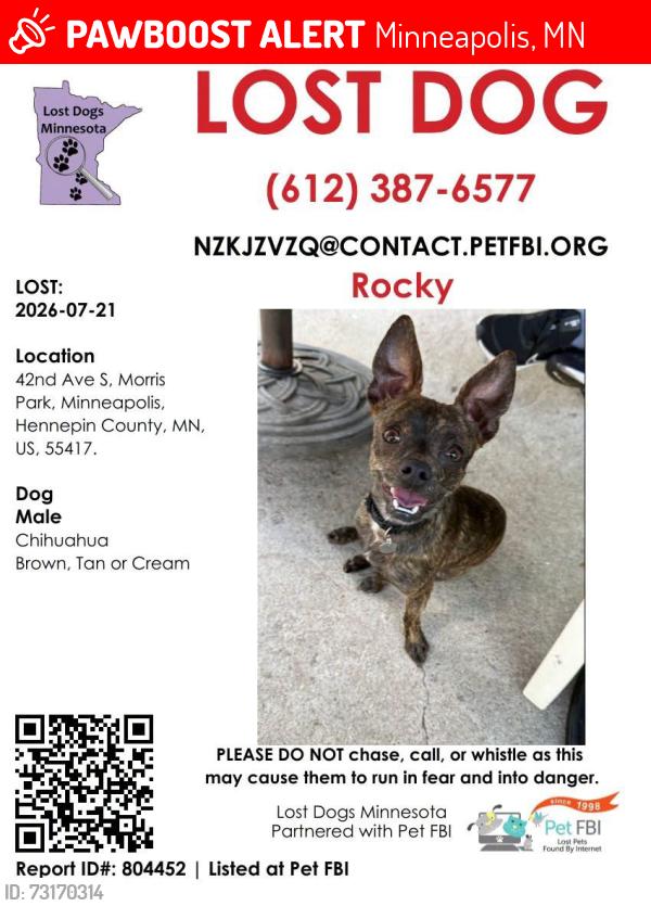 Lost Male Dog last seen 57th and 42nd Ave, Minneapolis, MN 55417