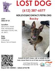 Lost Male Dog last seen 57th and 42nd Ave, Minneapolis, MN 55417