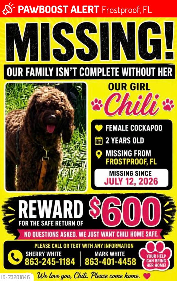 Lost Female Dog last seen Near A Frostproof, Florida 33843, Frostproof, FL 33843
