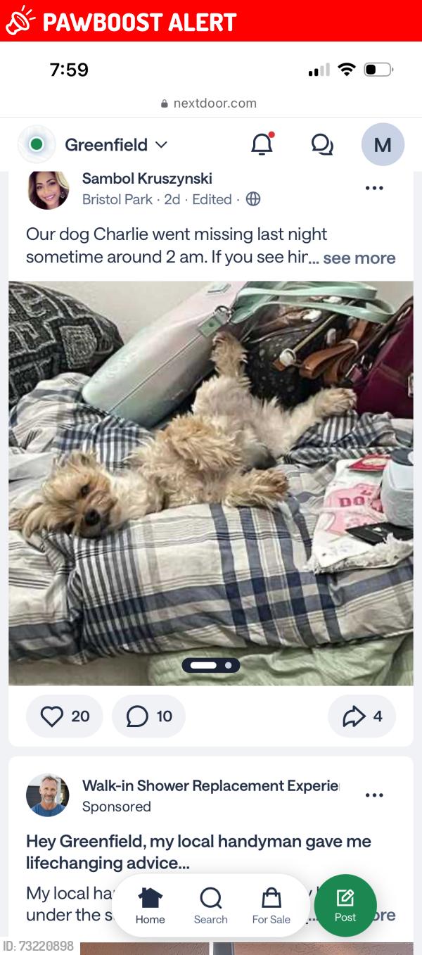 Lost Male Dog last seen Nw 150 and santafe, Fairmount Township, KS 67114