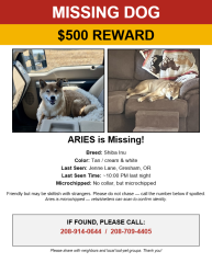 Lost Male Dog last seen Powell Butte and Springwater Corridor, Portland, OR 97236
