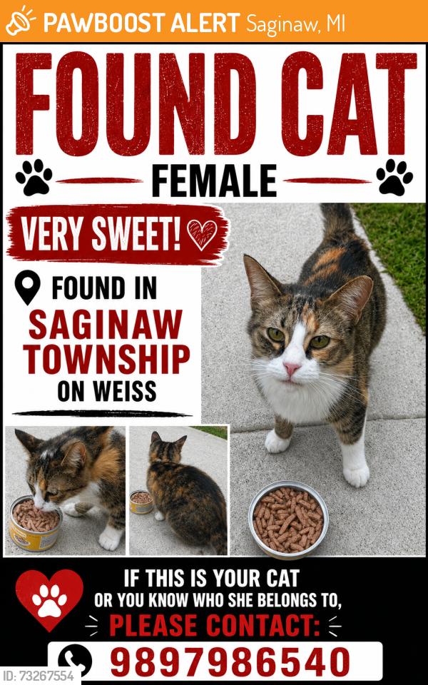 Found/Stray Female Cat last seen Midland rd wienke, Saginaw, MI 48603