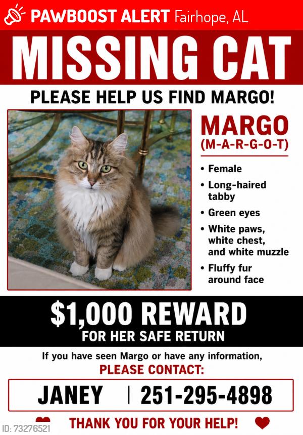 Lost Female Cat last seen McCue Circle off Fairhope Ave. Eastgate subdivision., Fairhope, AL 36532