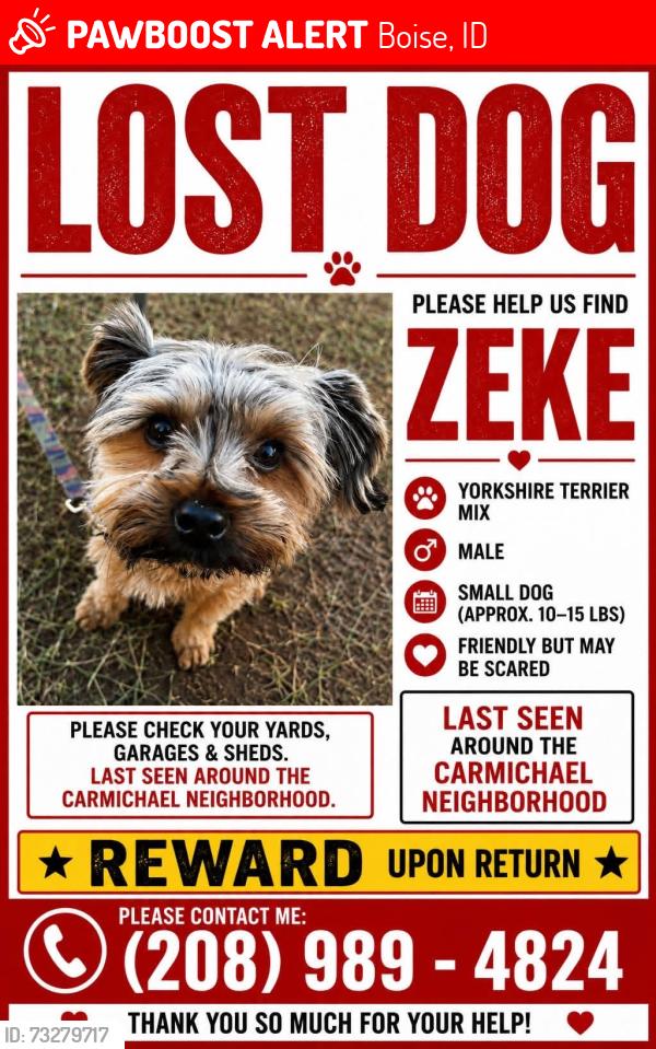 Lost Male Dog last seen Columbia Rd, Boise, ID 83709