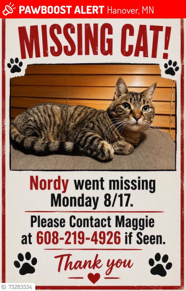 Lost Male Cat last seen Katydid Lane, Labeaux Ave NE, Bebe Lake Road in Hanover, MN, Hanover, MN 55341