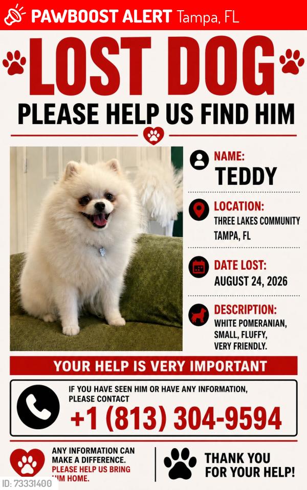 Lost Male Dog last seen Near Oaks st Tampa 33635, Tampa, FL 33635