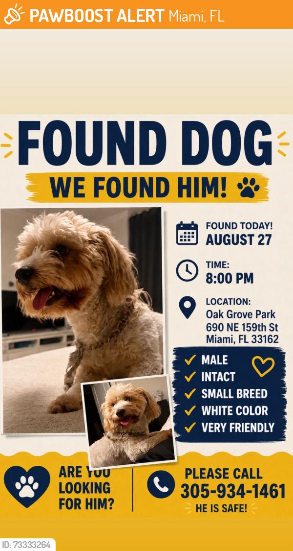 Found/Stray Male Dog last seen Oak Grove Park, Miami, FL 33162