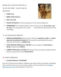 Lost Female Dog last seen Parker - Williston, East Aurora, NY 14052