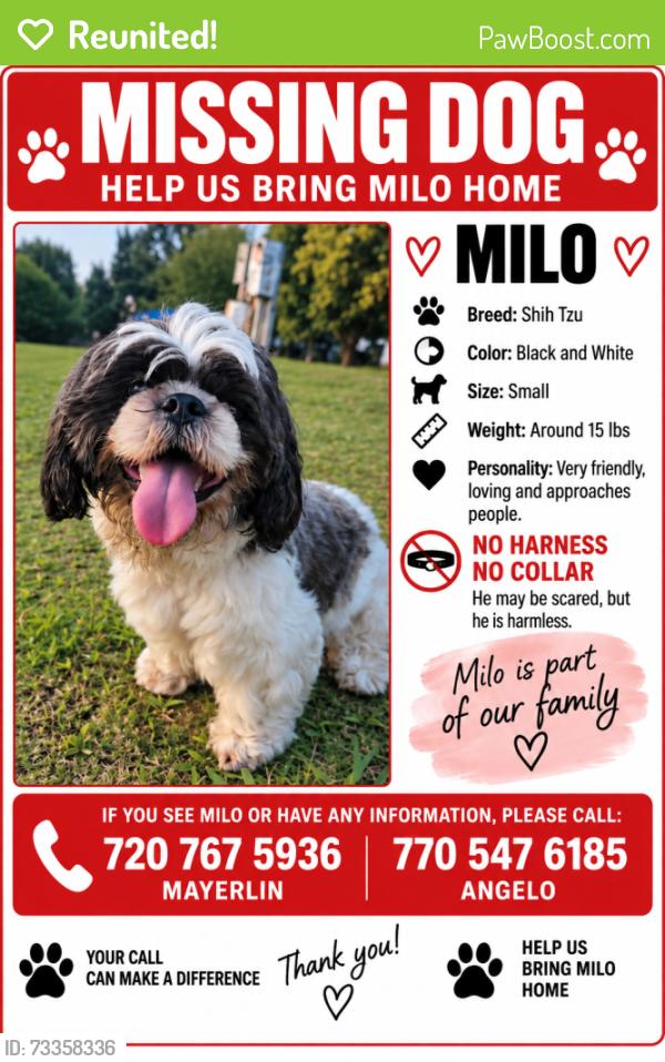 Reunited Male Dog last seen Terrell mill and power ferry rd, Marietta, GA 30067