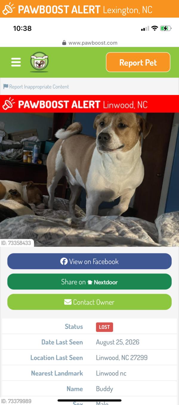 Found/Stray Male Dog last seen Beckner rd right past Riverwood Dr power line area between field and woods., Lexington, NC 27292