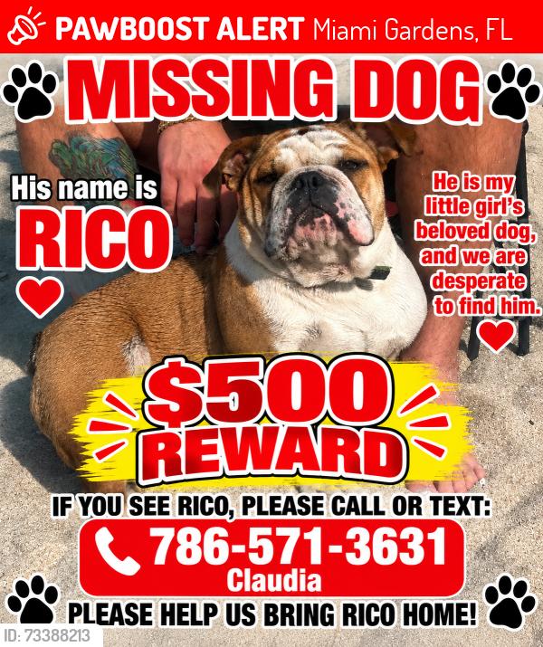 Lost Male Dog last seen Miami gardens, Miami Gardens, FL 33056