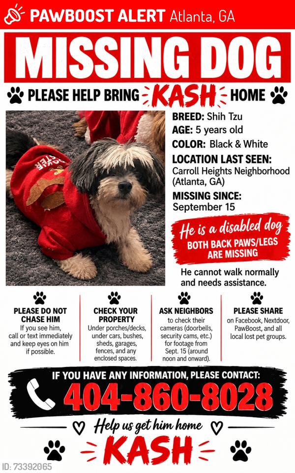 Lost Male Dog last seen Fairburn place, Atlanta, GA 30331