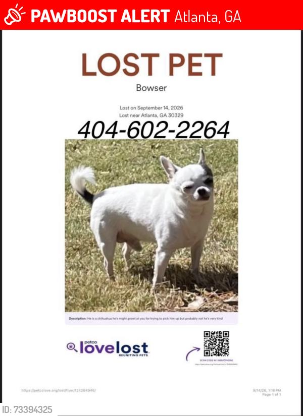 Lost Male Dog last seen Hill Crest At Brookhaven, Atlanta, GA 30329
